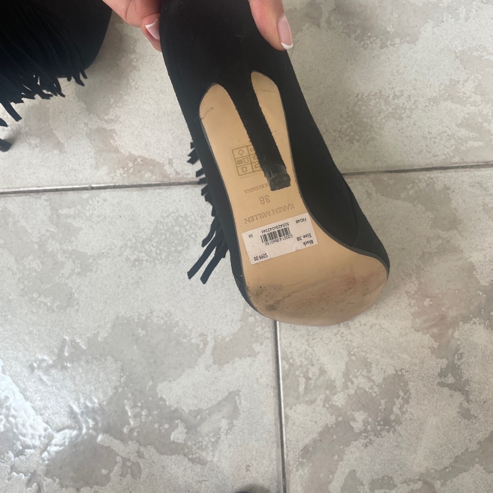 Karen millen black suade fringe heels good condition size 8 - Picture 14 of 14